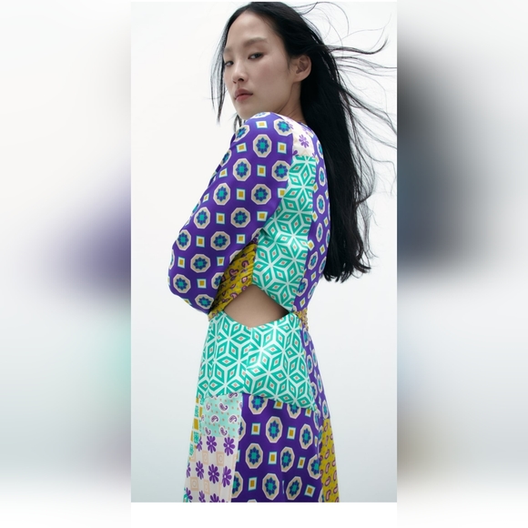 Zara printed midi dress - Picture 3 of 4